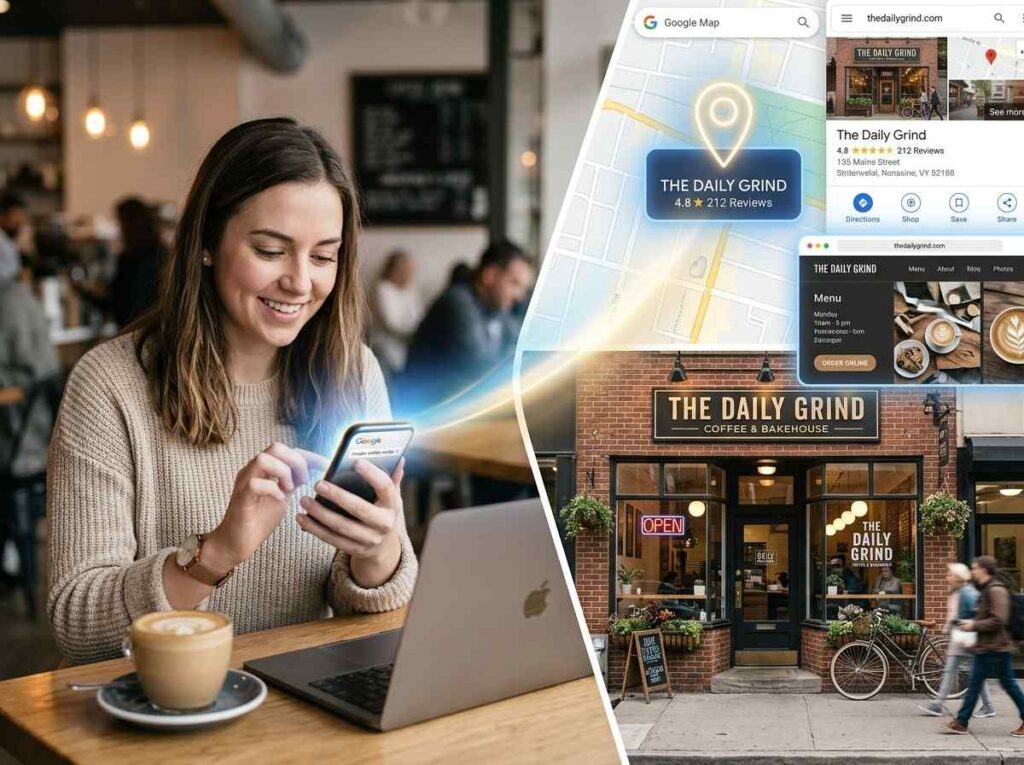 Women were able to find the local business online because they did small business digital marketing right.