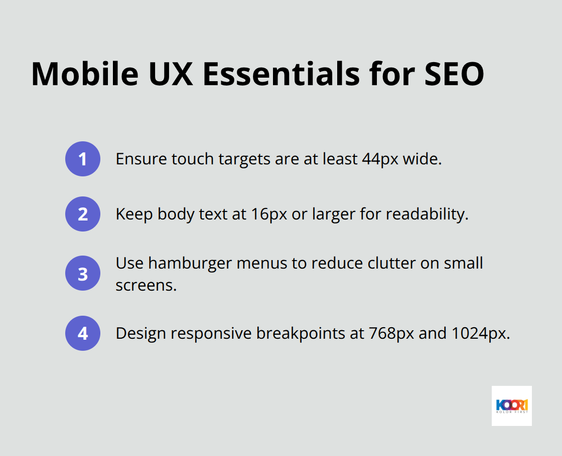 Compact checklist of mobile UX best practices that support SEO - web designing and seo